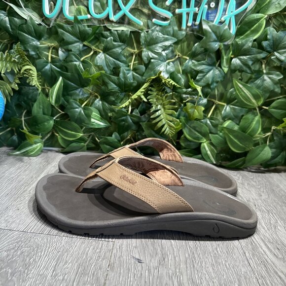 Olukai Mens Ohana Sandal Size 12 Brown Thong Flip Flop Beach Shoe Pool Slide main image 5